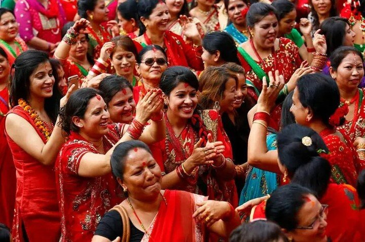 Today is Teej, a festival celebrated by Nepali women. You might see women wearing beautiful red sarees, singing and dancing with friends to celebrate. During this festival, women fast and pray for the long life and good health of their husband and fa