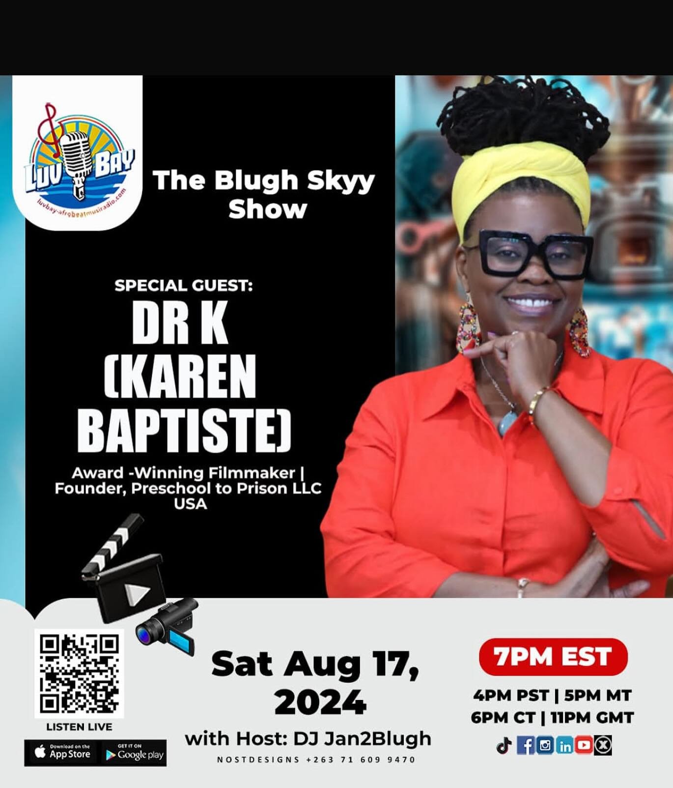 Tonight tune in to @luvbay_onlineradio for &ldquo;The Blugh Sky&rdquo; show to hear Dr.K speak about, her award-winning documentary Preschool to Prison, her work in education policy, and dismantling the preschool to prison pipeline. 

To listen live 