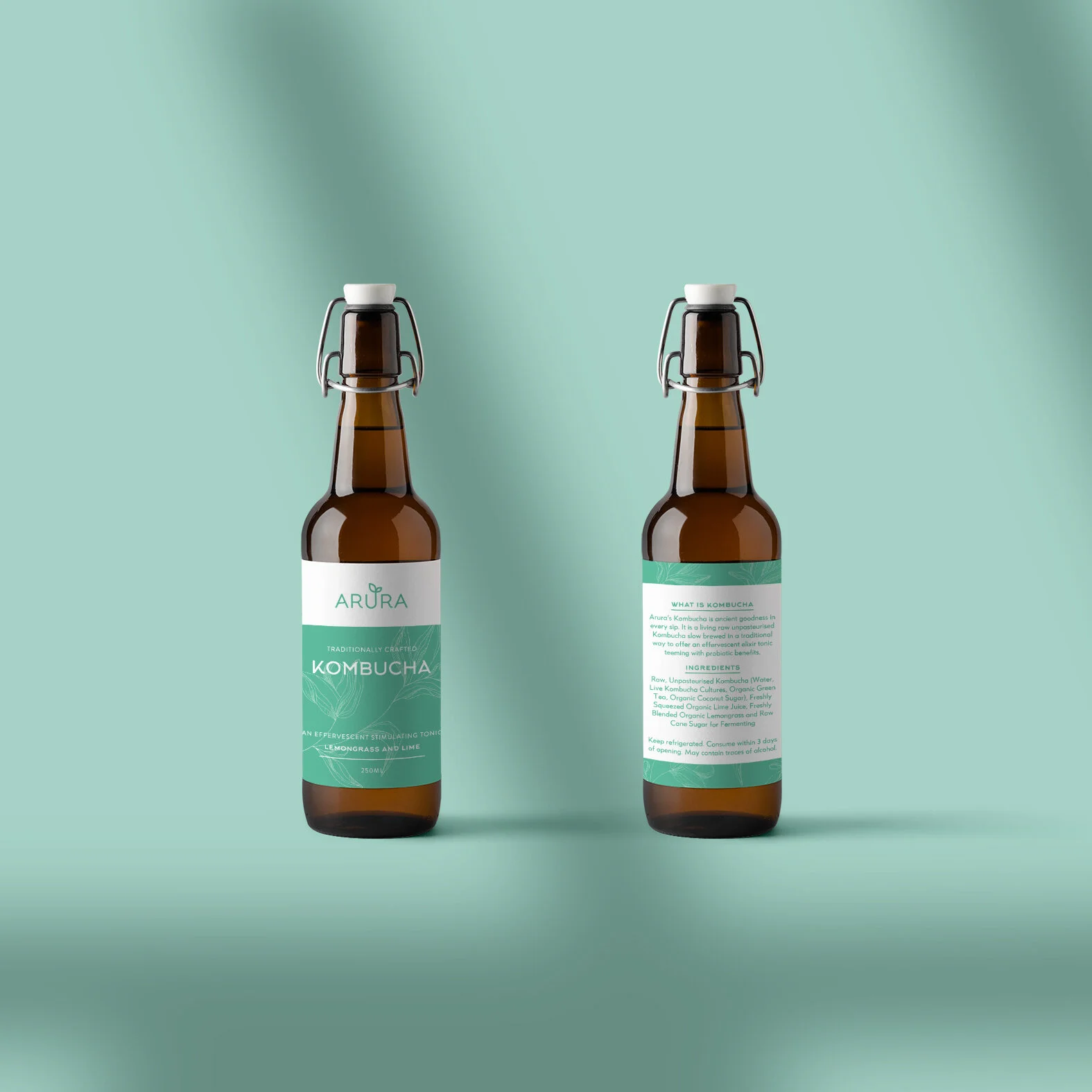 Kombucha_LemograssLime_Arura_Branding_LabelDesign