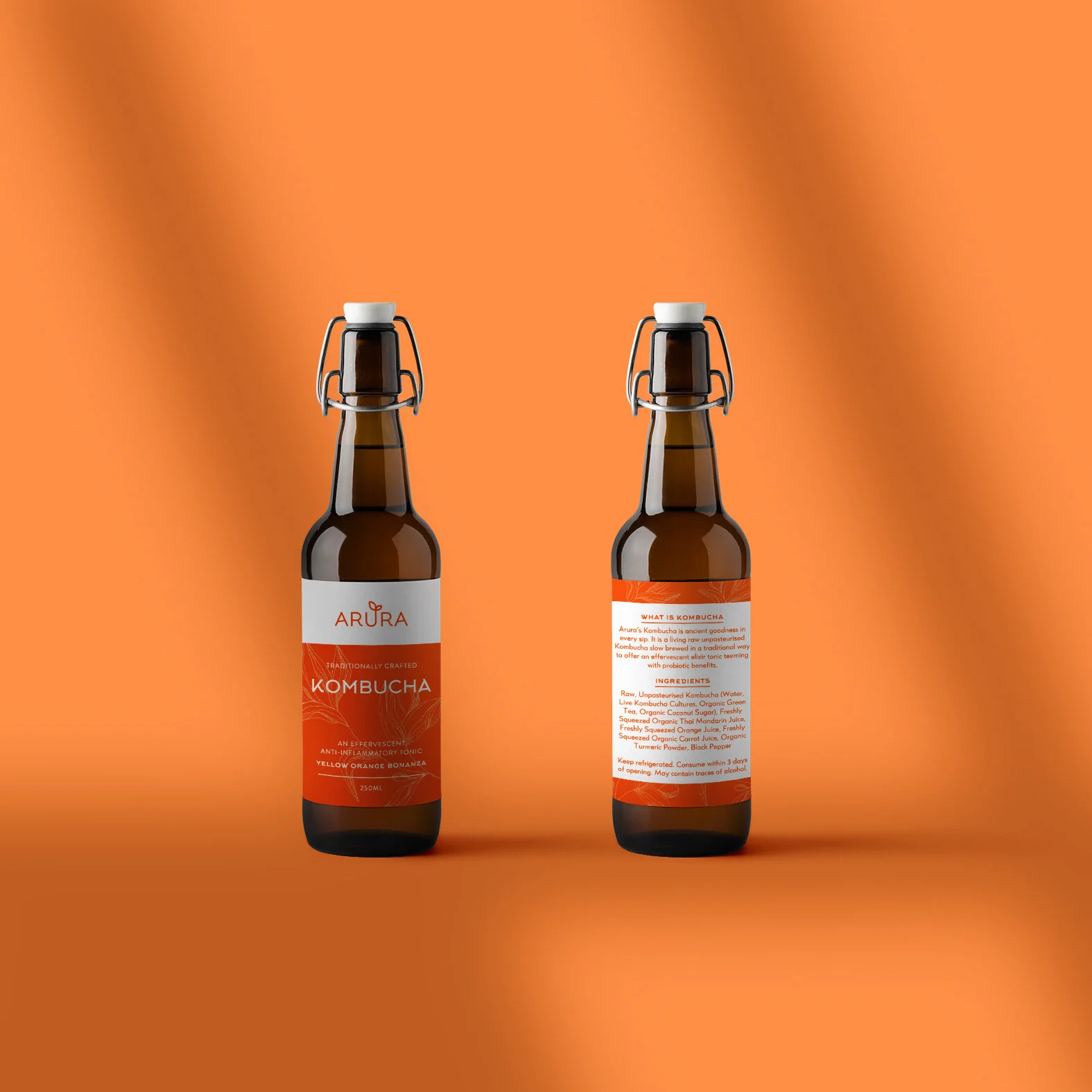 Kombucha_YellowOrange_Arura_Branding_LabelDesign