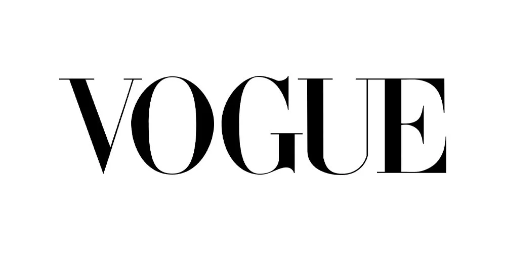 Vogue magazine logo in black font on a white background.