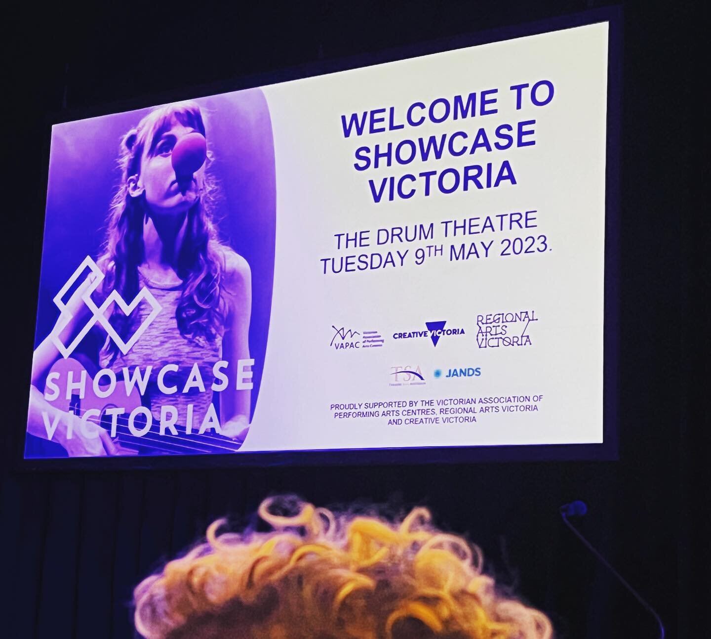 The Rogues are in Dandenong at the beautiful @drumtheatre for Showcase Victoria where we&rsquo;re talking about Not Today and who&rsquo;s up there on the big screen? None other than @allykmorgan who will be on stage here tomorrow to share this beauti