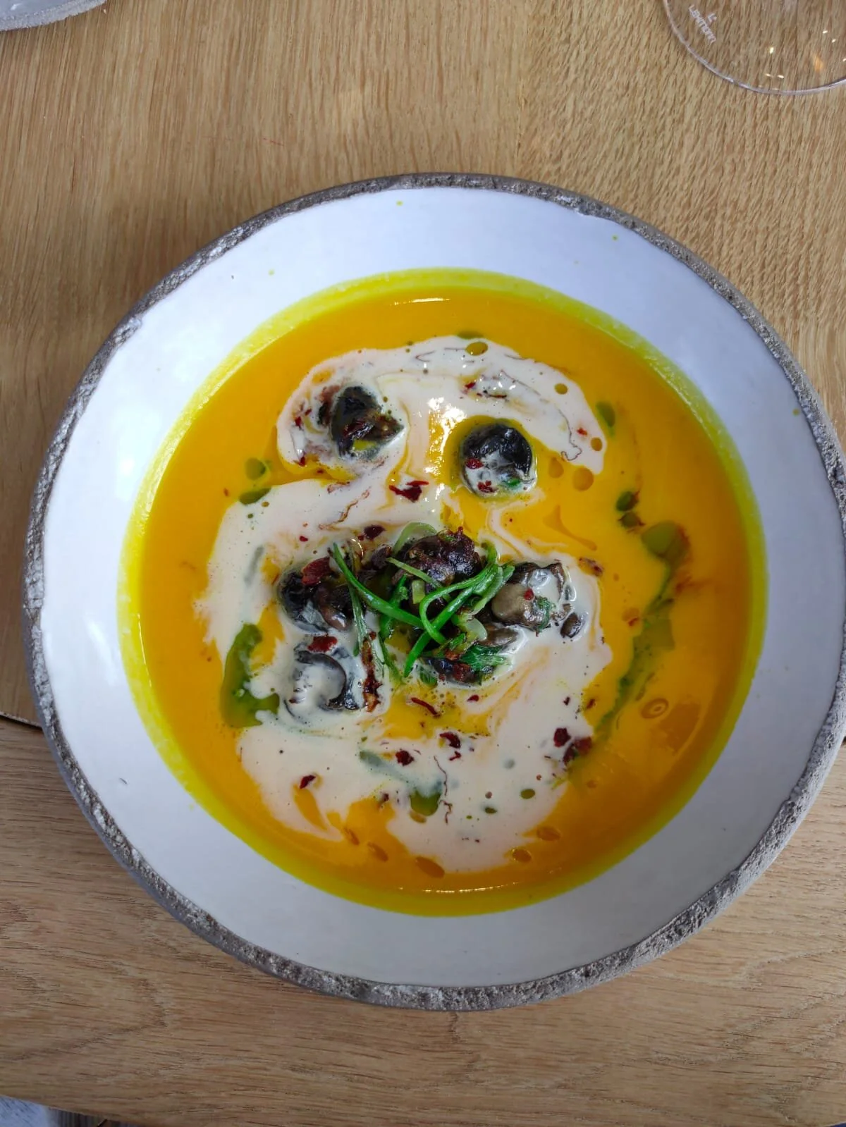 Pumpkin soup with Crème fraîche &amp; truffle oil