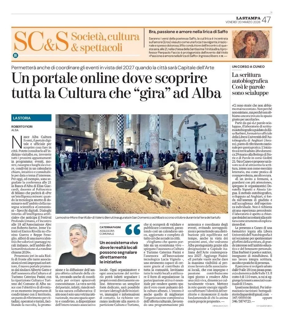 LA SCRITTURA AUTOBIOGRAFICA. COSI' LE PAROLE SONO SCIALUPPE /// LA STAMPA /// 22_03_2026