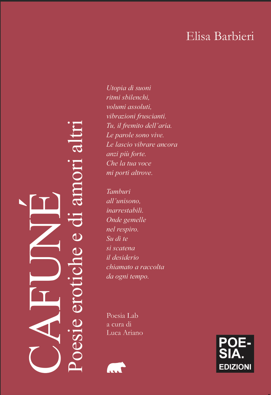 Copertina di un libro di Elisa Barbieri intitolato "A passo poetico: Praticare la poesia in cammino" con un'illustrazione di un paesaggio urbano collinare.