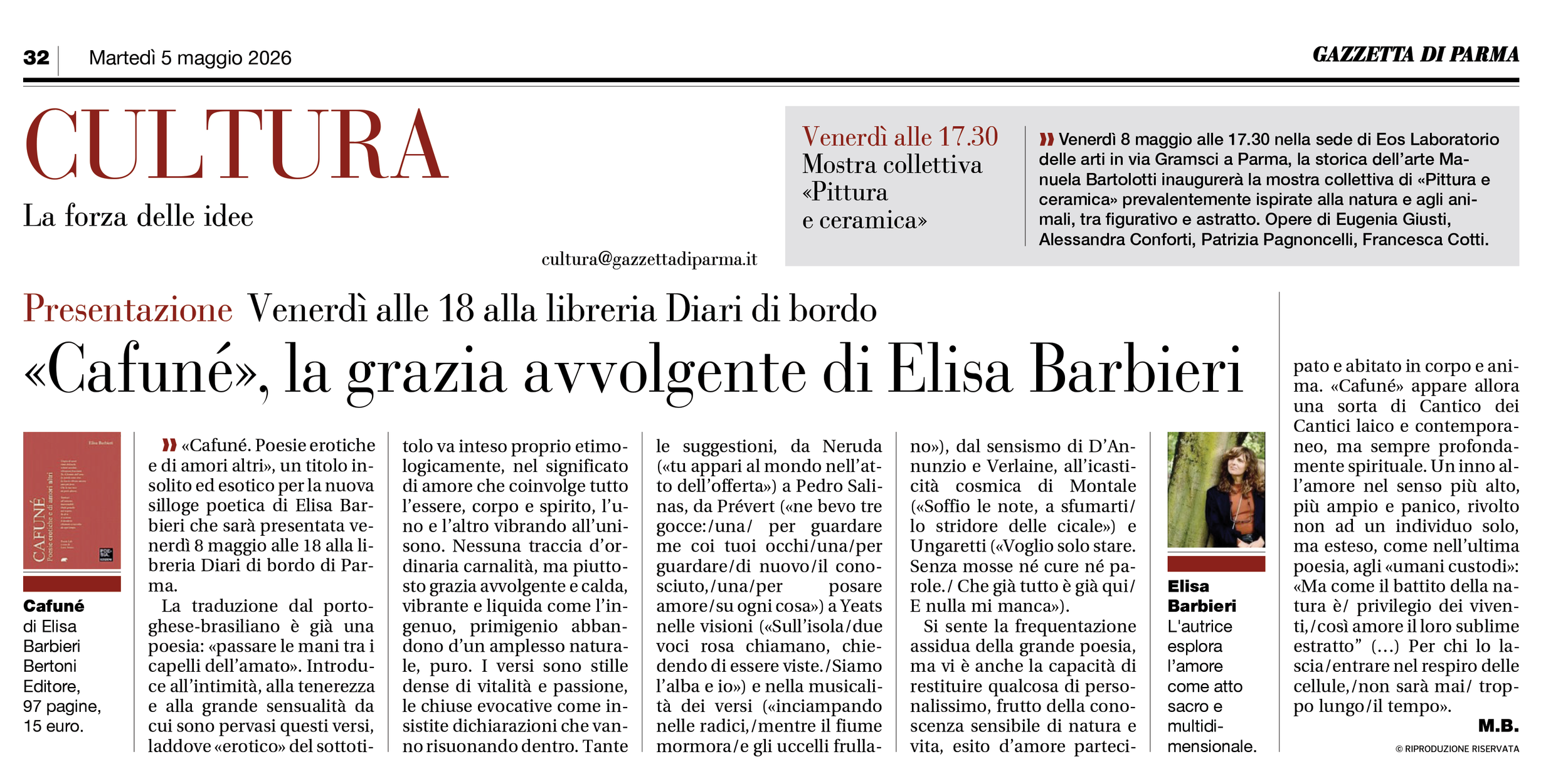 RECENSIONE DI MANUELA BARTOLOTTI /// GAZZETTA DI PARMA /// 5_05_2026