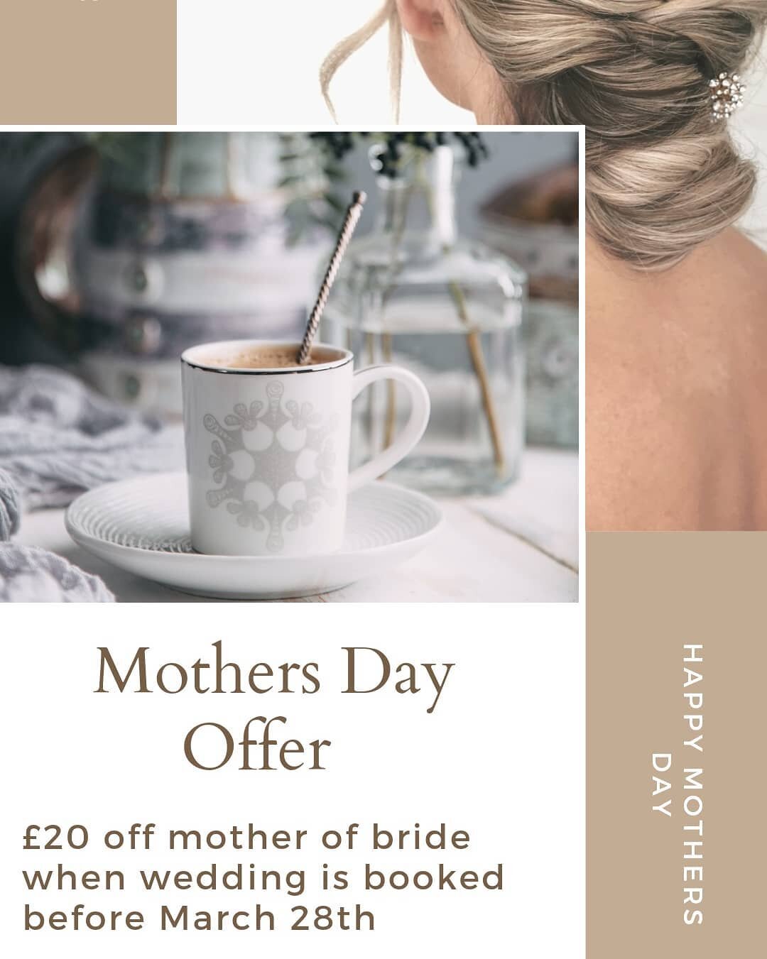 LETS CELEBRATE MOTHERS DAY with an offer for &pound;20 off her wedding day blowdry💕
Wishing all you beautiful women... And Men, who play both mum and dad, a  wonderful day. Being a parent is one of the most privalaged jobs you get, its bloody hard a