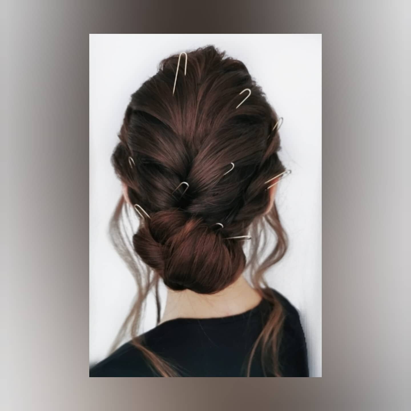 CREATING A STYLE is about building a foundation and stepping back to check the shape and balance.... Using these pins helps to hold the hair in place whilst you work and before you commit... This style is always a really popular choice for brides and