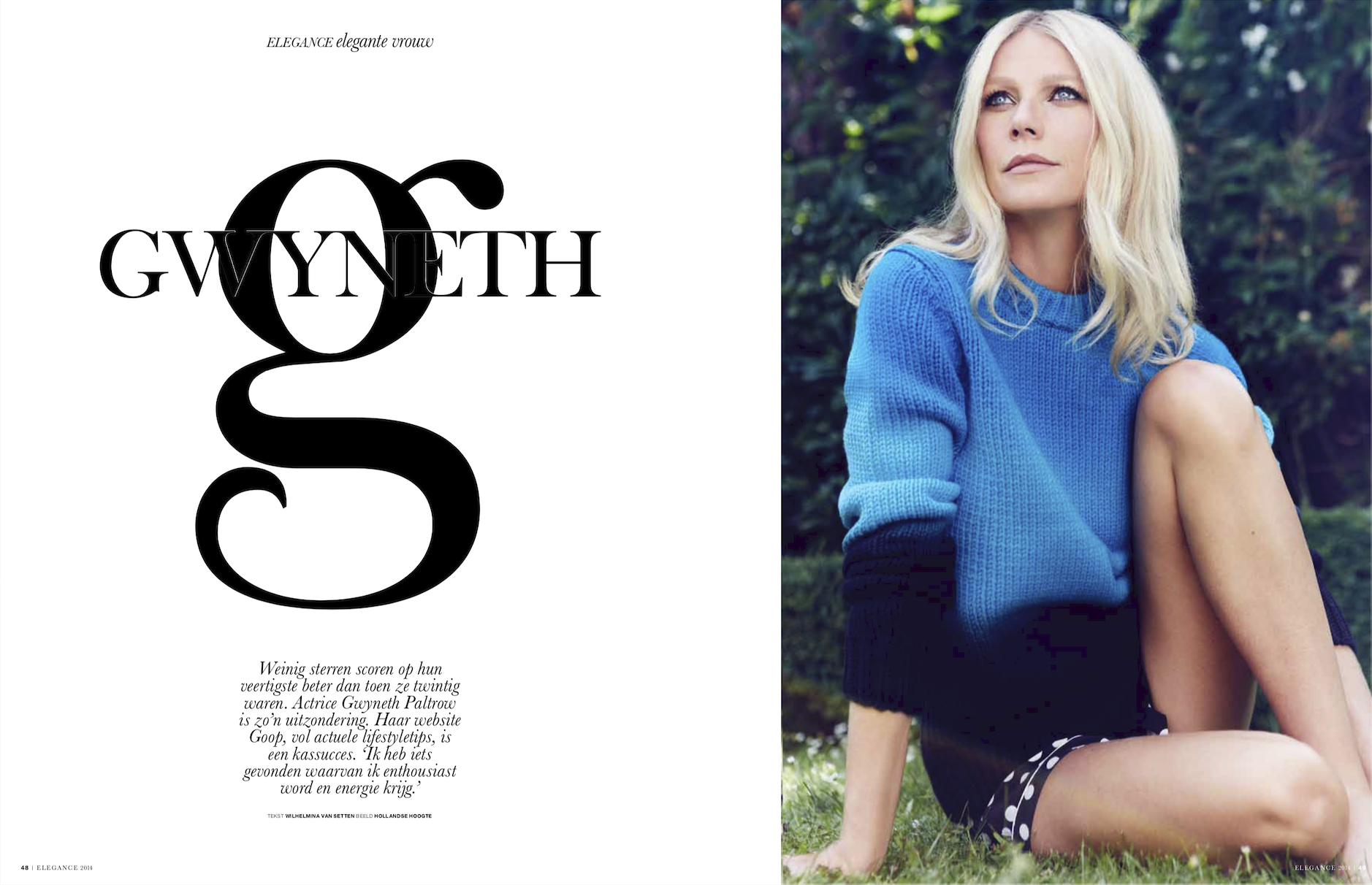Graphic Design for editorial with Gwyneth Paltrow interview 