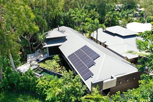 Incredible luxury residential design with custom garage door, private pond, walk in pool, all surrounded by lush tropical foliage. Designed and constructed by RECS. 
&bull;
&bull;
&bull;
&bull;
#design #architecture #architecturephotography #architec