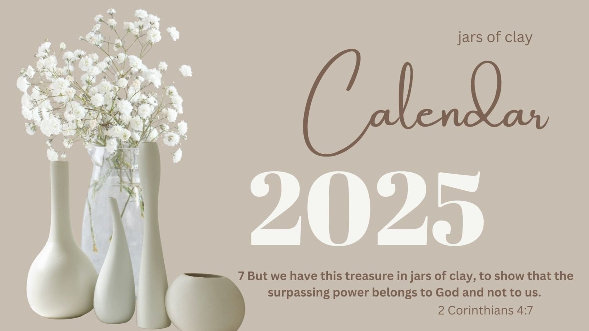 Jars of Clay - Calendar 2025 - Digital Download - A4 (Copy)