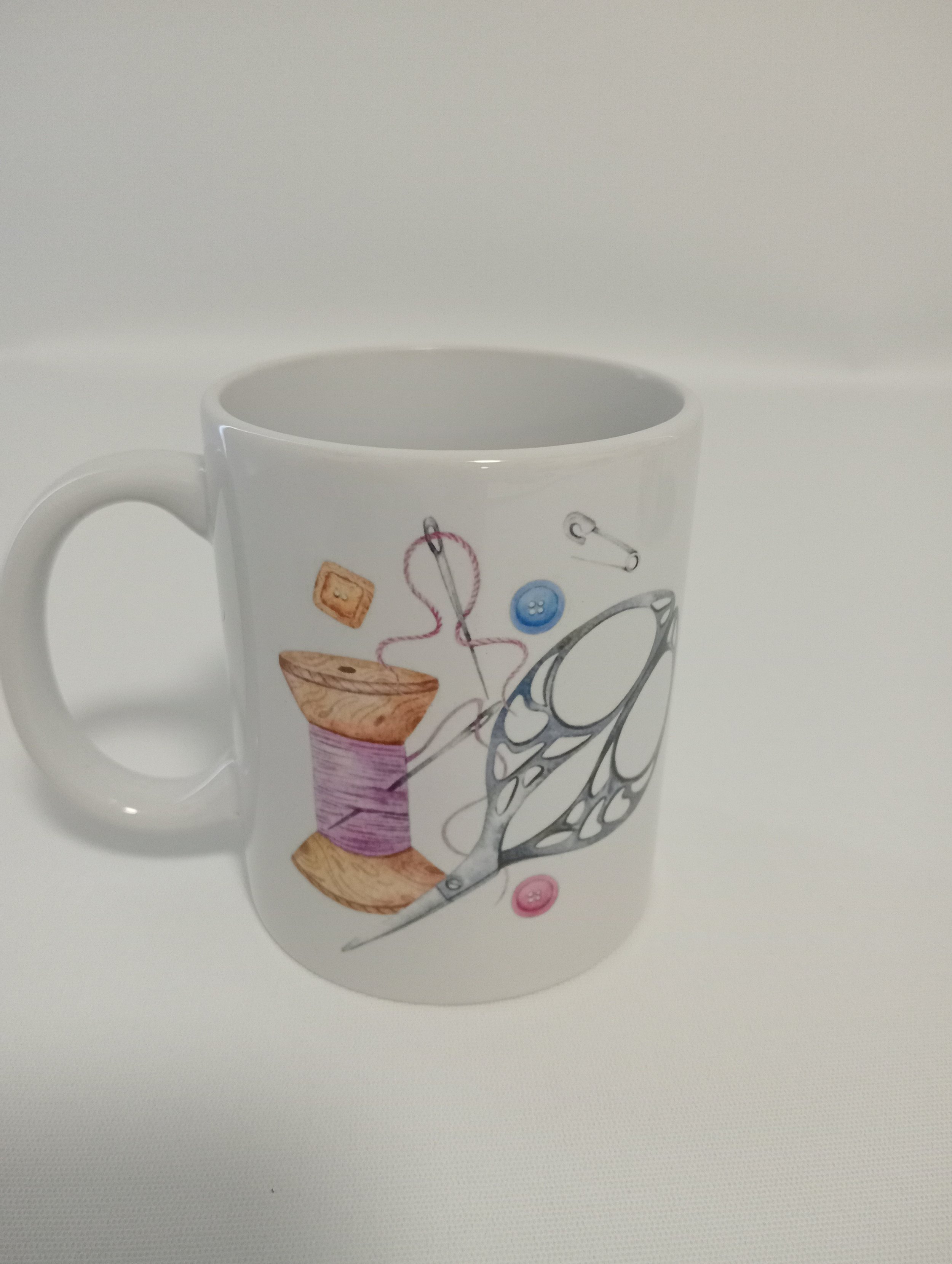 Mug 11 oz - Sew Mumma Sew - Design 1 - Latte Mannequin/Thread and Scissors - Photo 2 of 2