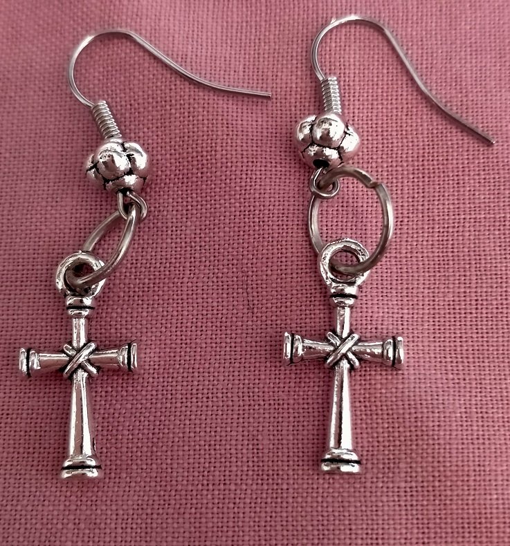 Christian Gifts for Women - Easy to wear earrings with Bubble and cross. The hook shape of this earring helps them to slip on and off the ear easily.