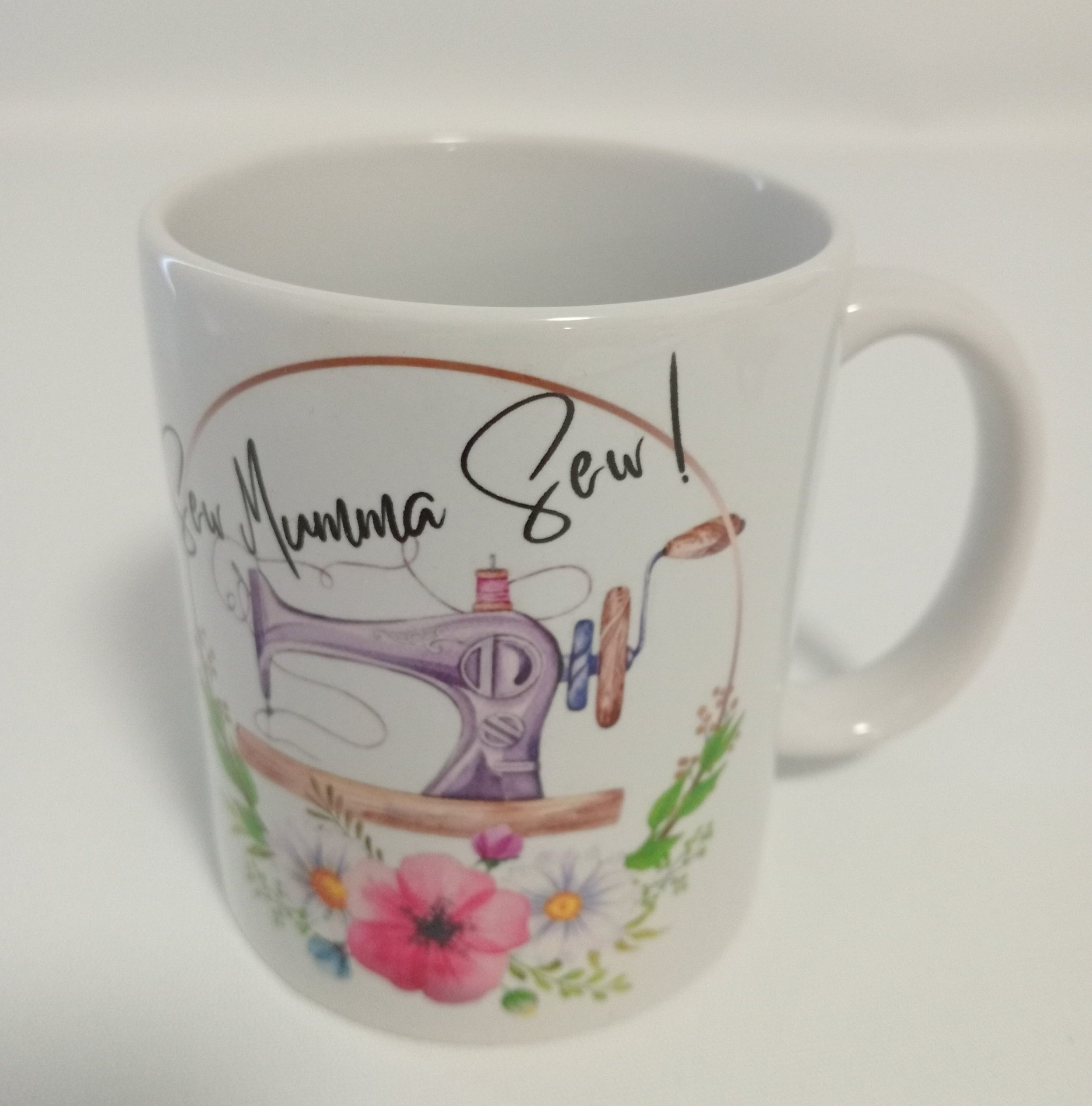 Mug 11 oz - Sew Mumma Sew - Design 2 Purple Mannequin/Sewing Machine - Photo2 of 2