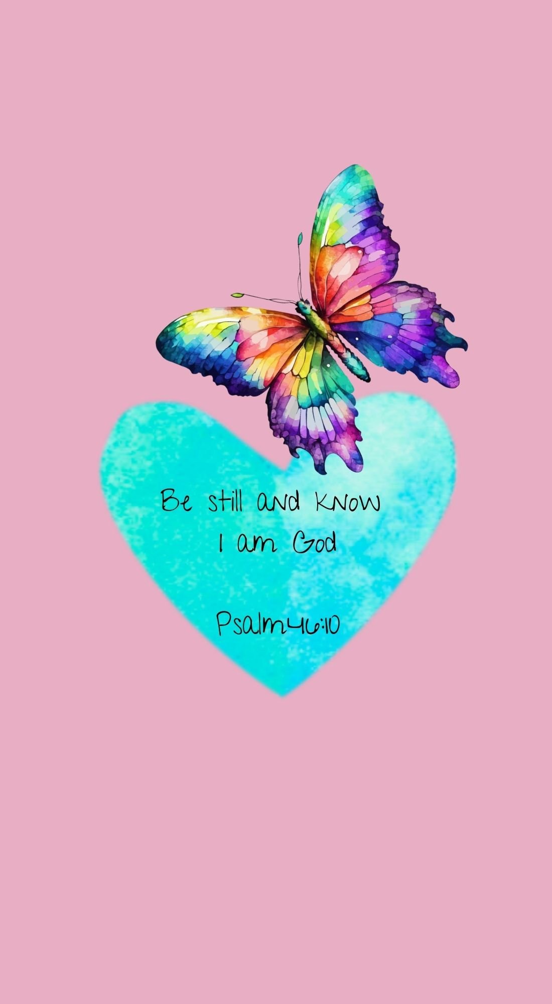 Mobile Phone Wallpaper - Butterflies from Heaven design in a Pink background. Includes 5 designs 4 with a Biblical verse.