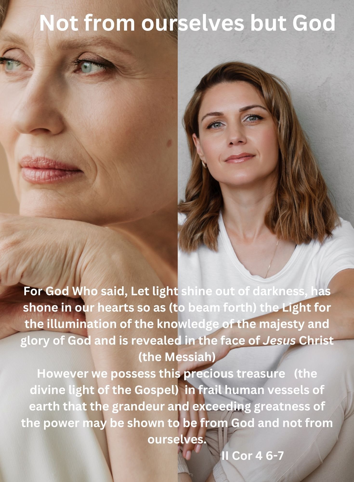 2 Cor 4: 6-7 A beautiful reminder of how the Lord’s divine light shines through our fragile human vessels of earth.