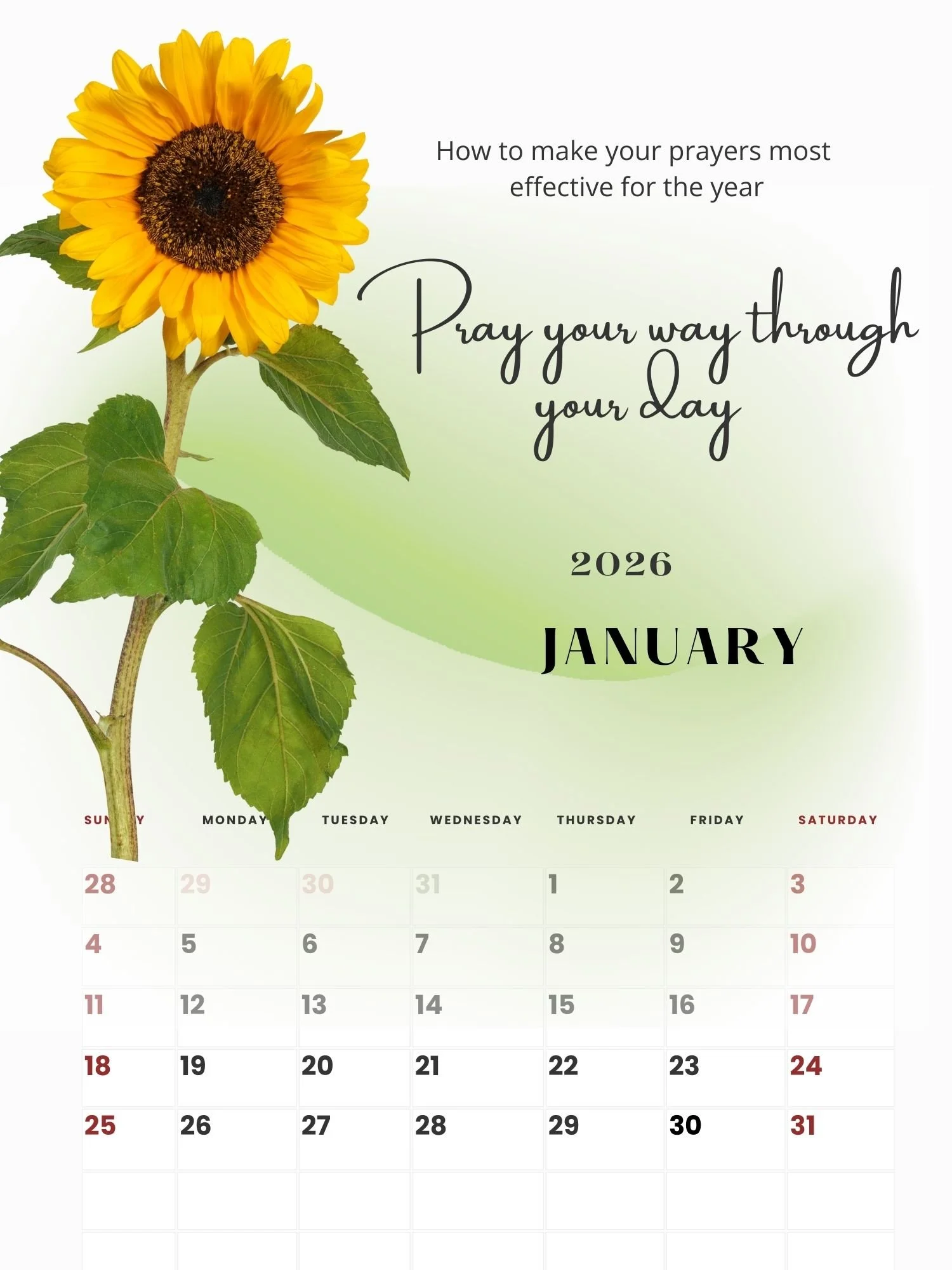 2026 is approaching and with it comes new challenges and events in every ones lives. You will find this inspiring calendar to have words of encouragement in each and every month that comes to pass.