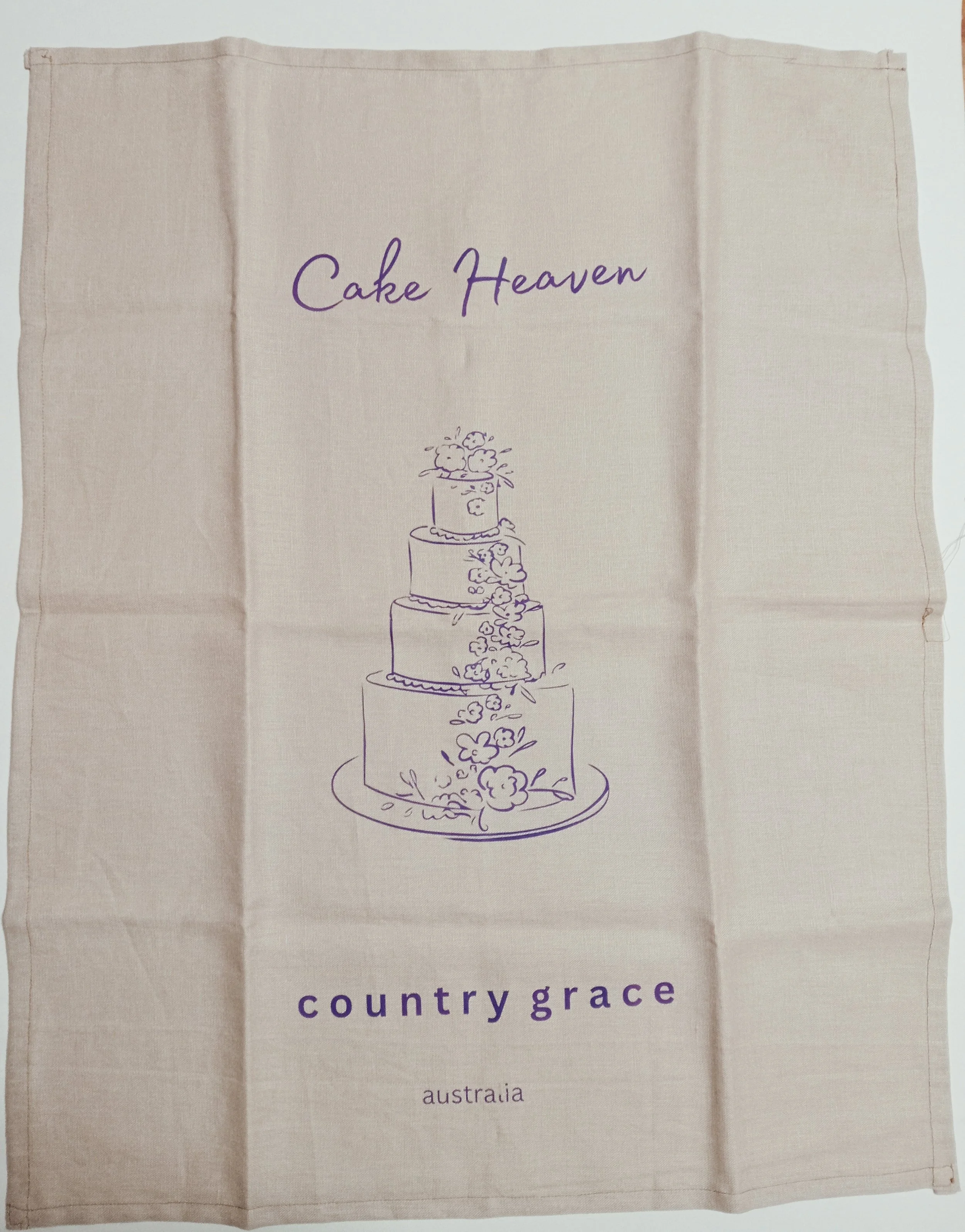 Premium Pure LInen Kitchen Towel - Cake Heaven - 2 designs available - Made locally by Country Grace Australia