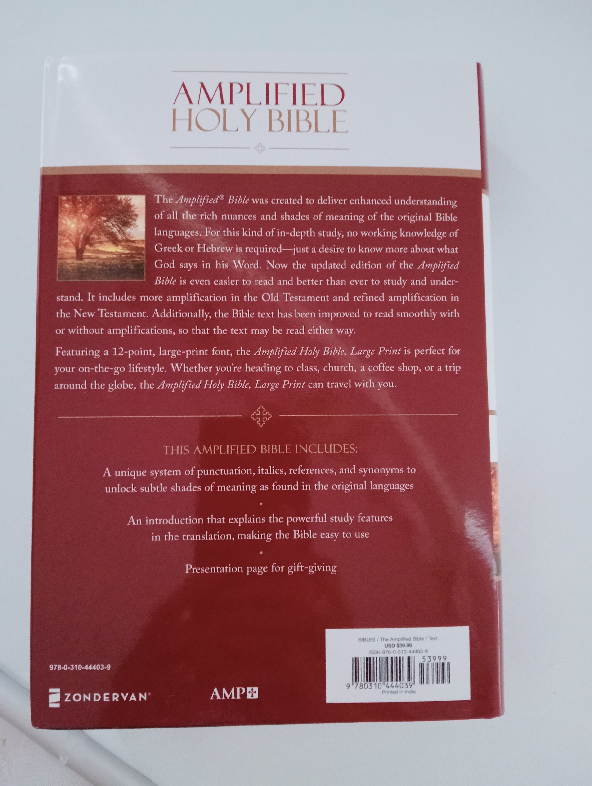 If you are looking for a full and clear explanation of the verses in the bible. Then the Amplified Holy Bible in large 12 Point print is the bible for you.