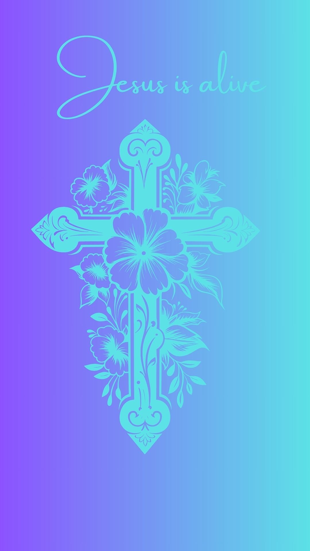 Mobile Phone Wallpaper - So easy to use! Cross designs in a background colours of Blue Purple White and Green.