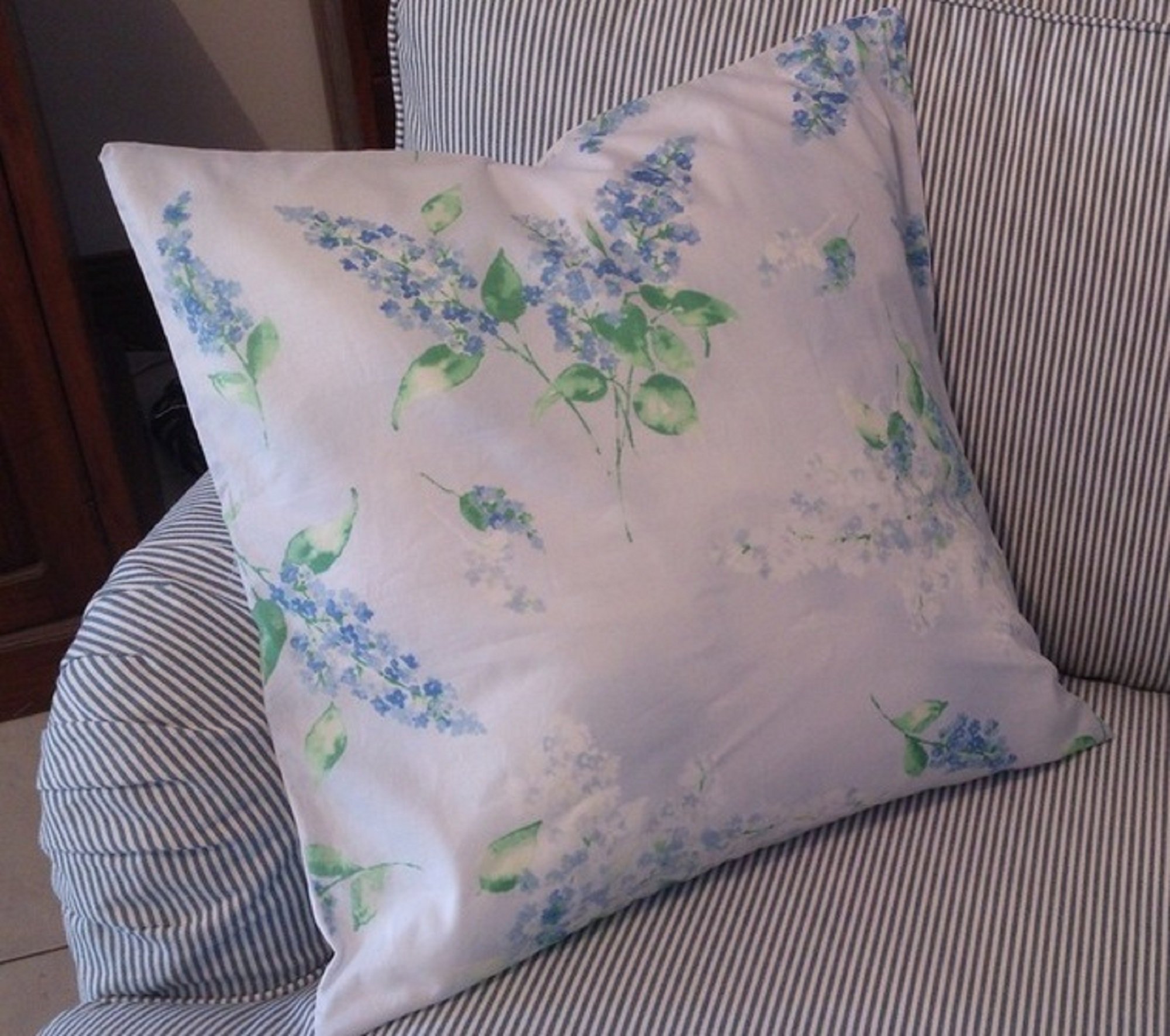 Summer Blue Voile Cushion - Large - Cushions, Sofa Cushions, Sofa Pillows, Blue Cushions