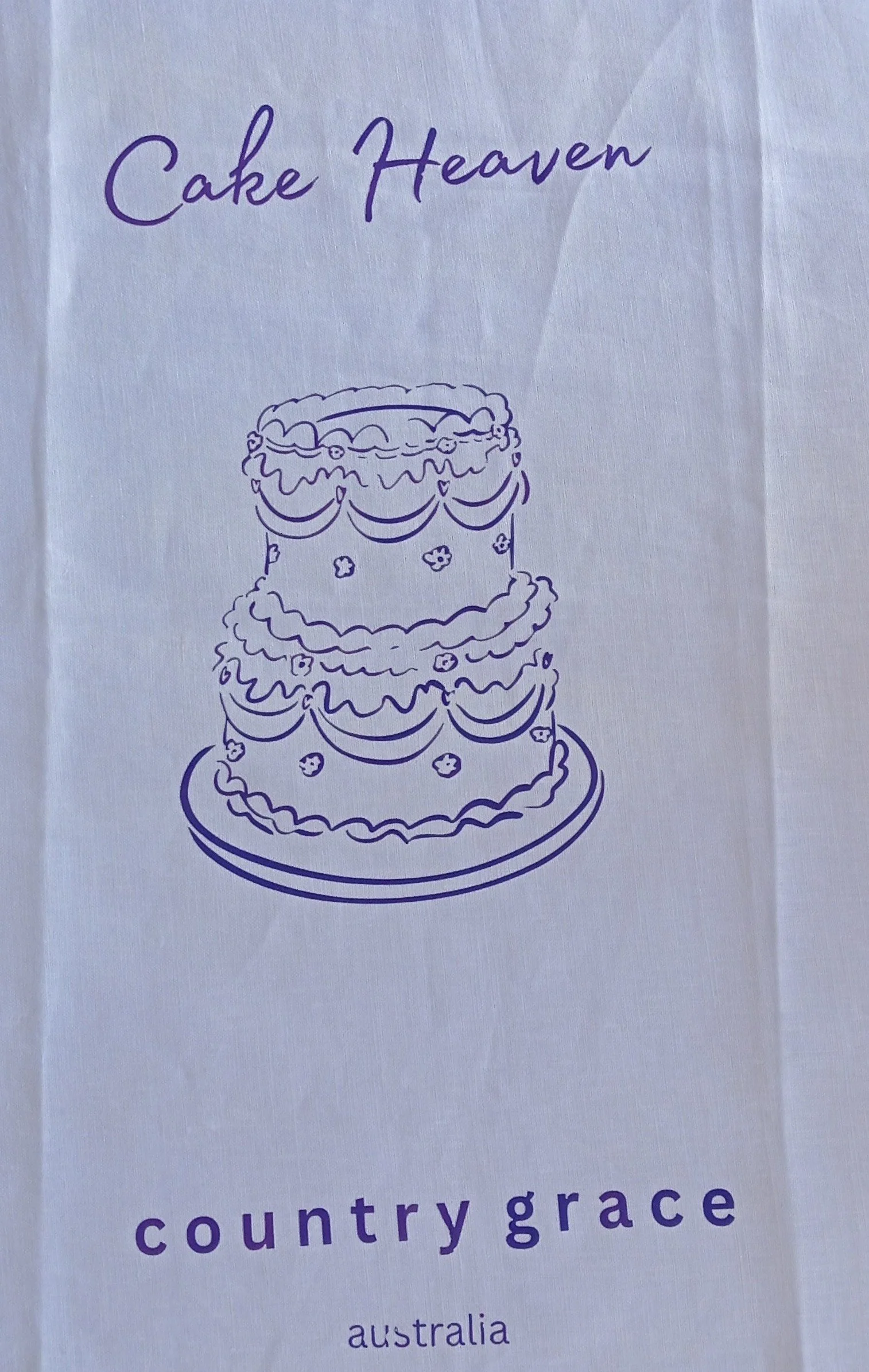 Pure LInen Kitchen Towel - Cake Heaven - White Linen Cake Heaven Design 1 - Large