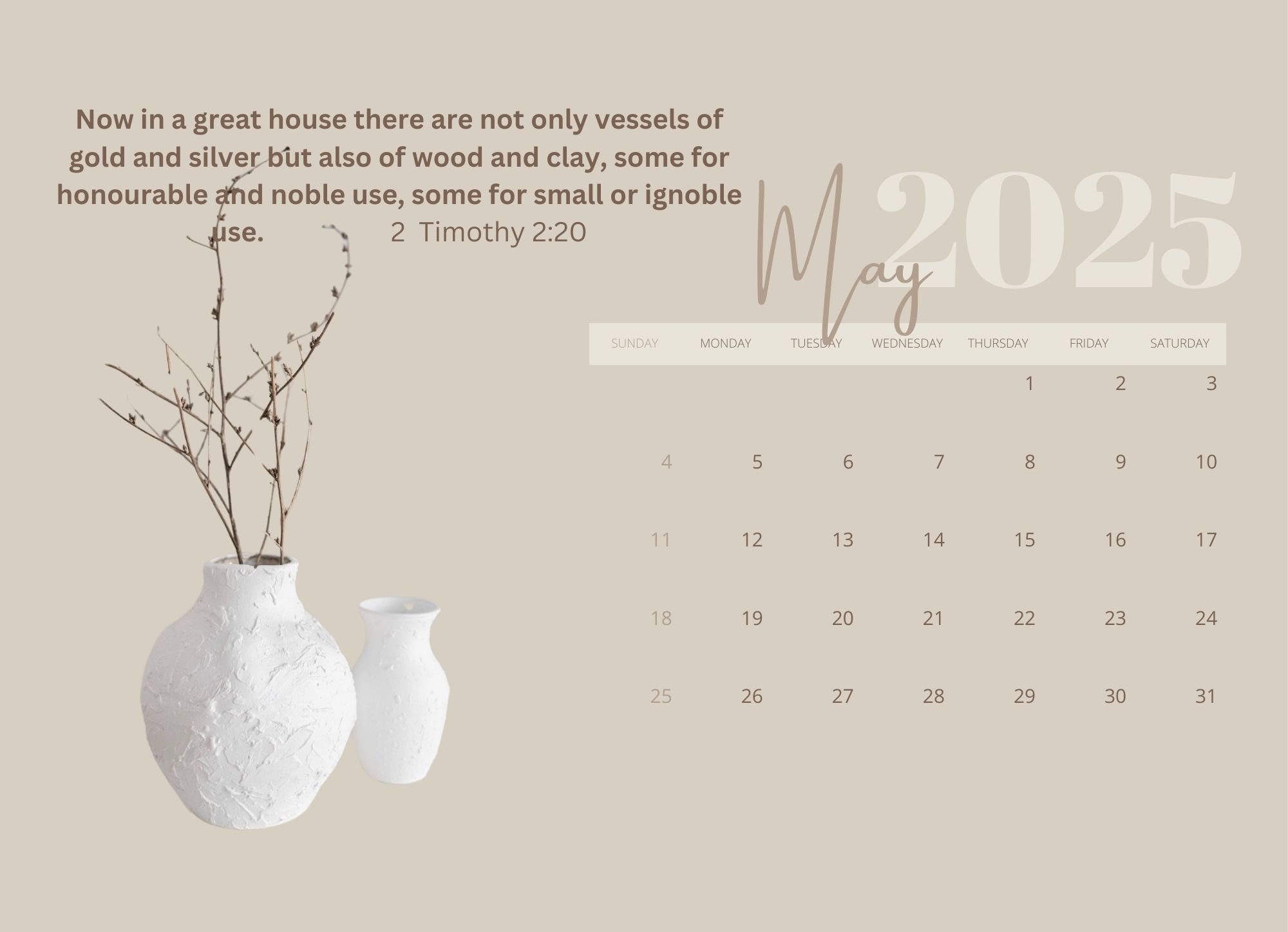Jars of Clay - Calendar 2025 - Digital Download - A4 (Copy)