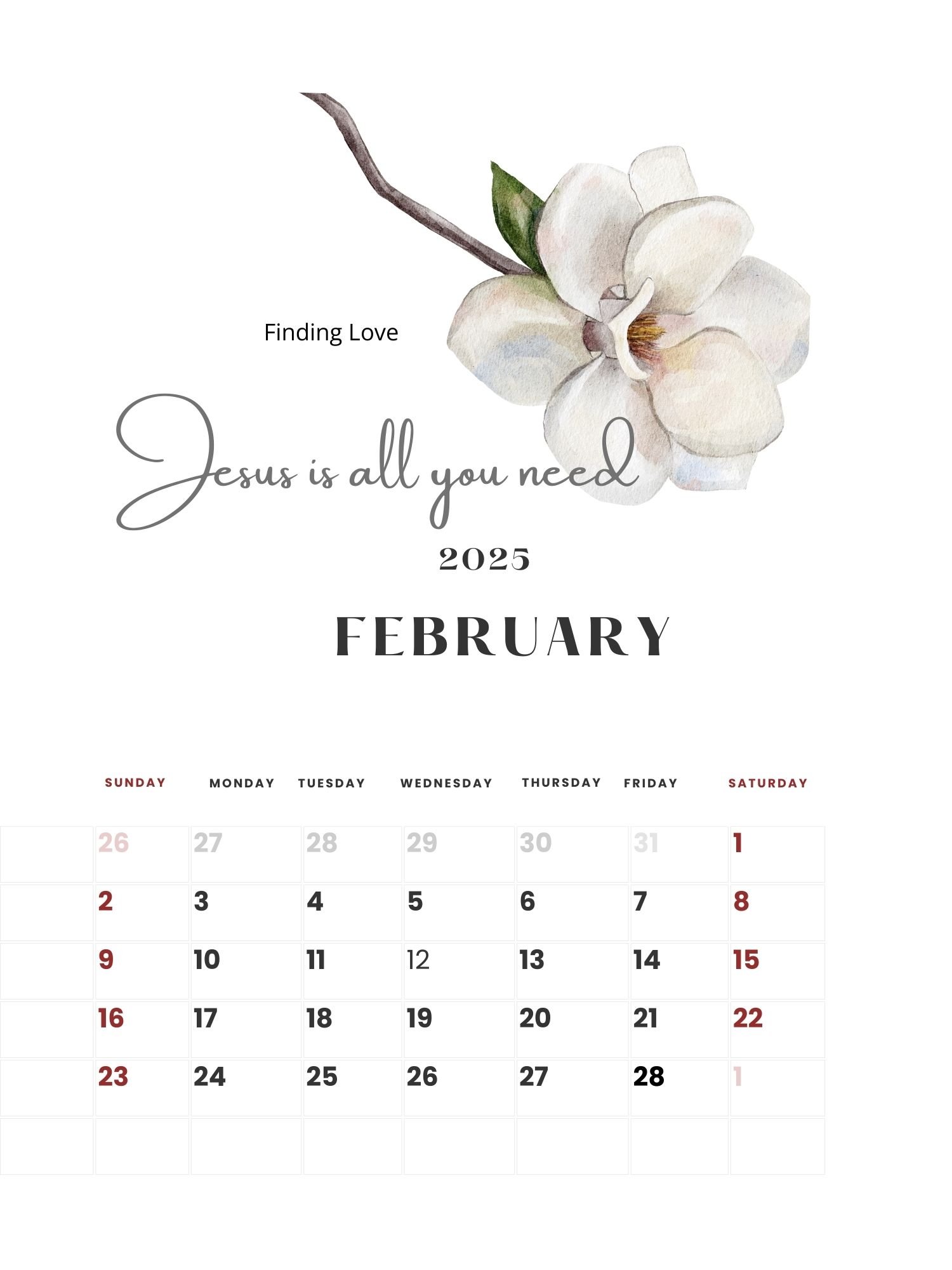 An inspirational calendar filled with Godly wisdom for each month ahead.