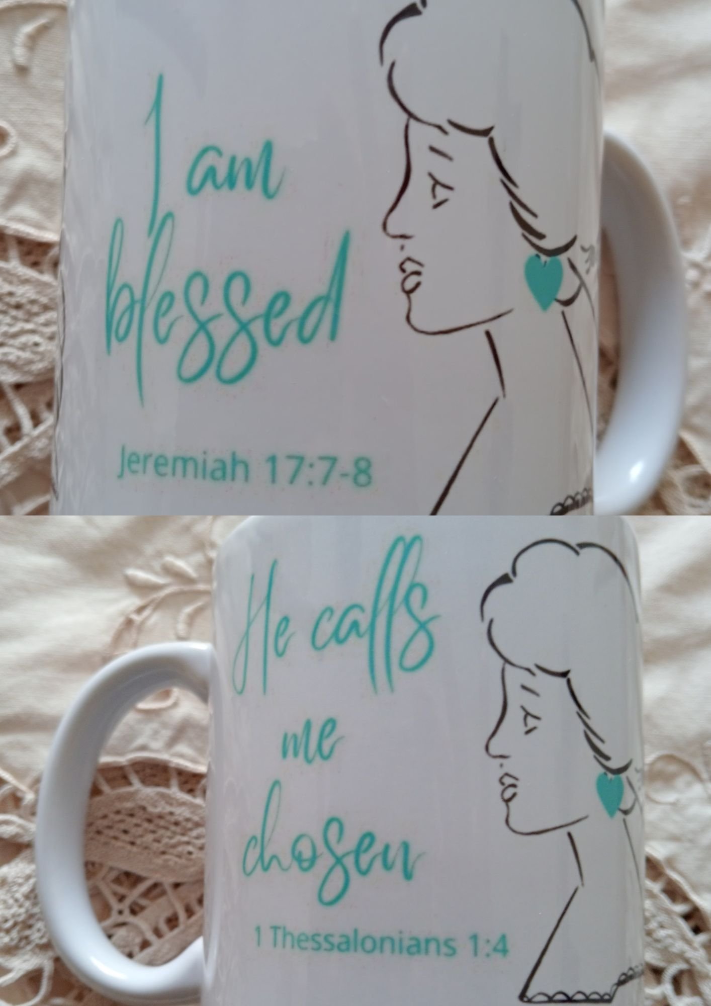 Untitled design.jpg 11oz Ceramic Mug - I am Blessed and He Calls Me Chosen with Cameo  - Two verses on the one mug - Designed by Country Grace Australia
