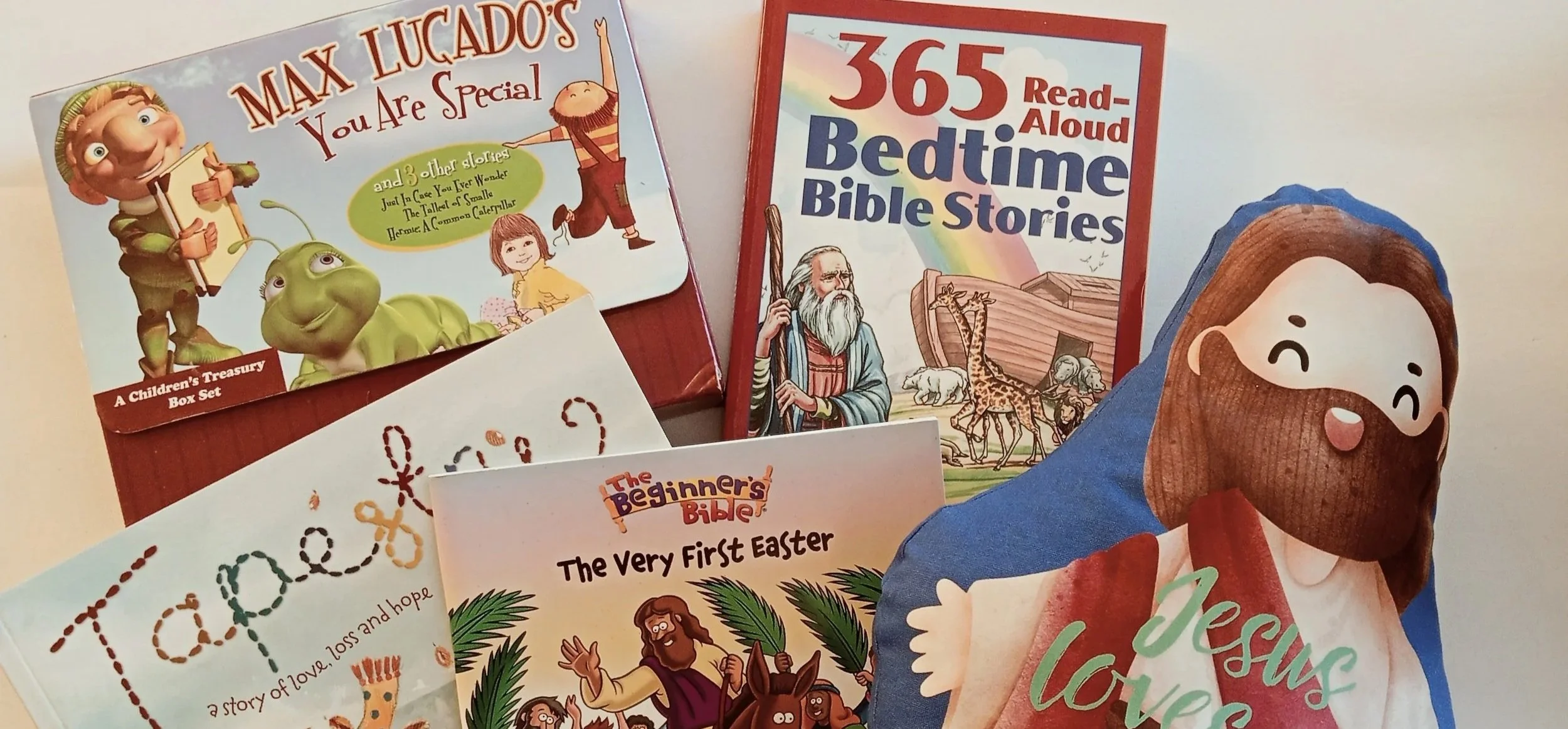 Children's Christian Books and Toys, including a Jesus Doll - Huggable Cushion, 'Max Lucado's You Are Special', '365 Read-Aloud Bedtime Bible Stories', 'The Beginner's Bible: and more