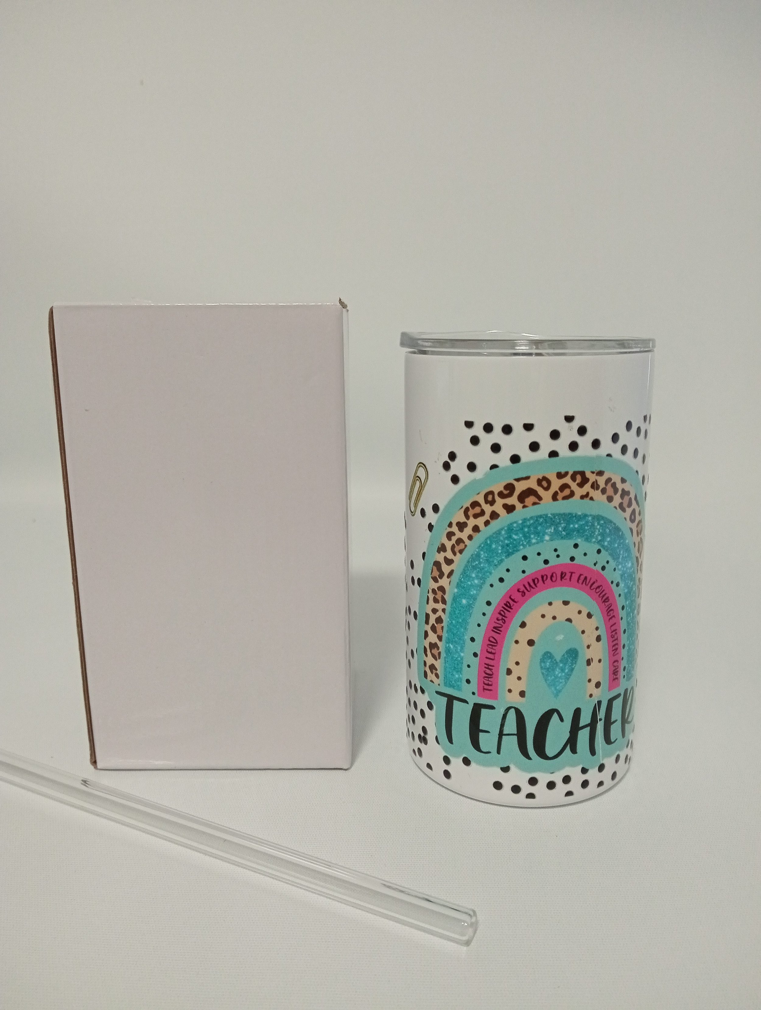 Tumbler for Teacher - 12oz (355ml) Stainless Steel in White - Hot or Cold Drinks