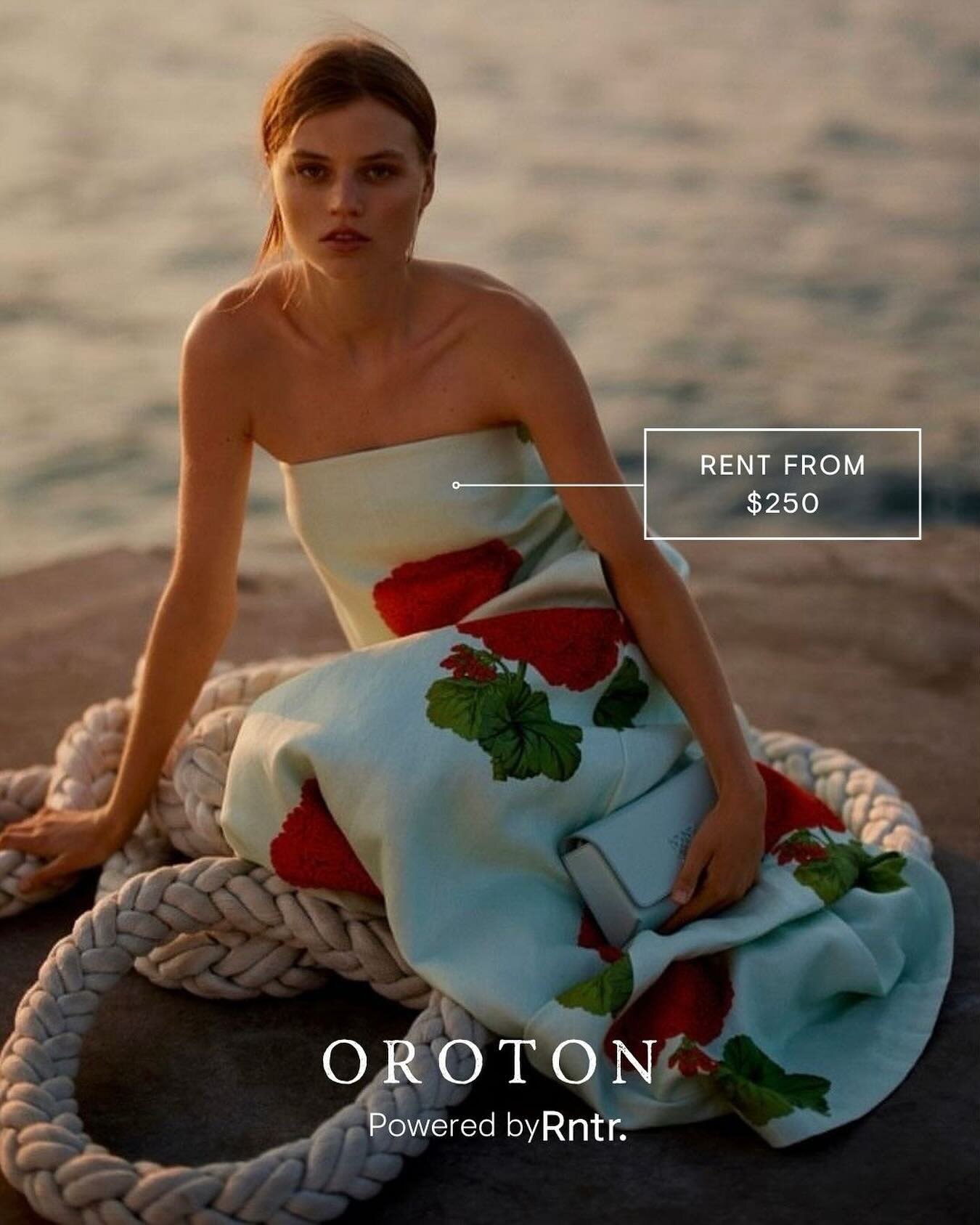 It&rsquo;s the dress of the summer. &hearts;️ @oroton&rsquo;s geranium-print gown may be sold out in every size but it is still available to rent from $250. Circular fashion that makes a style statement. ♻️ 

#poweredbyrntr #circularfashion #oroton #