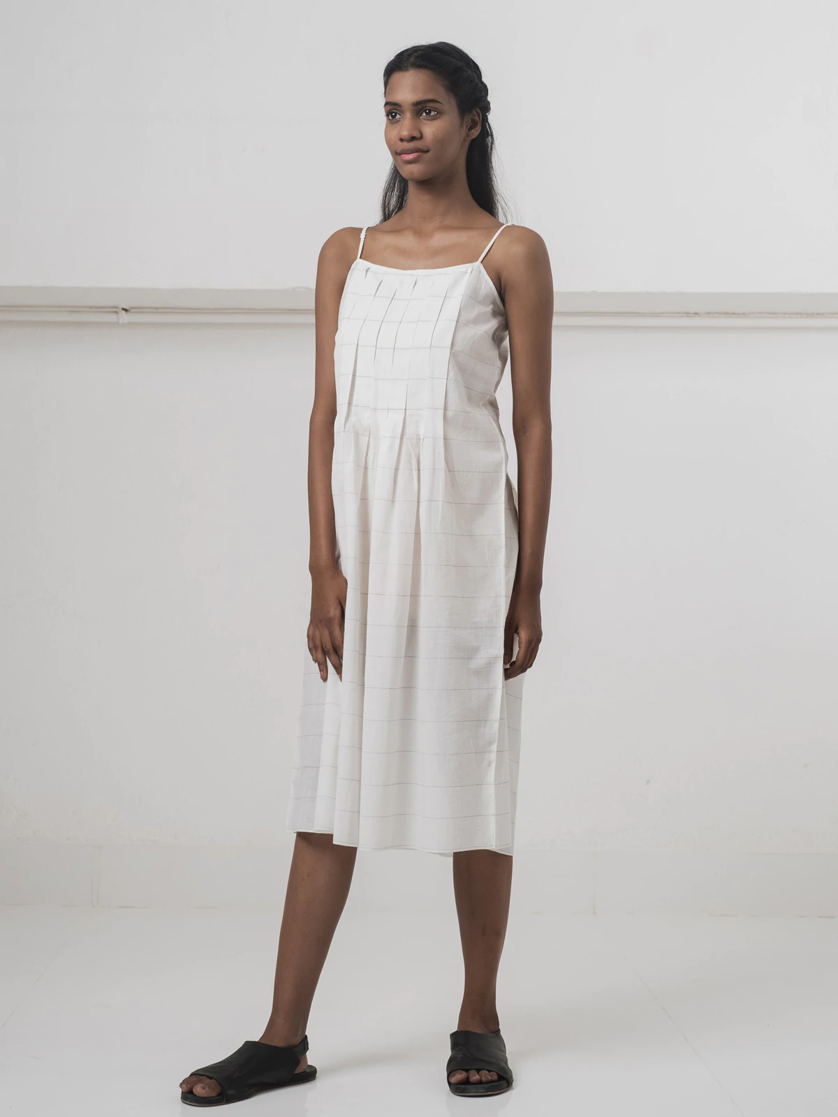 Daisy White Pleated Slip Dress