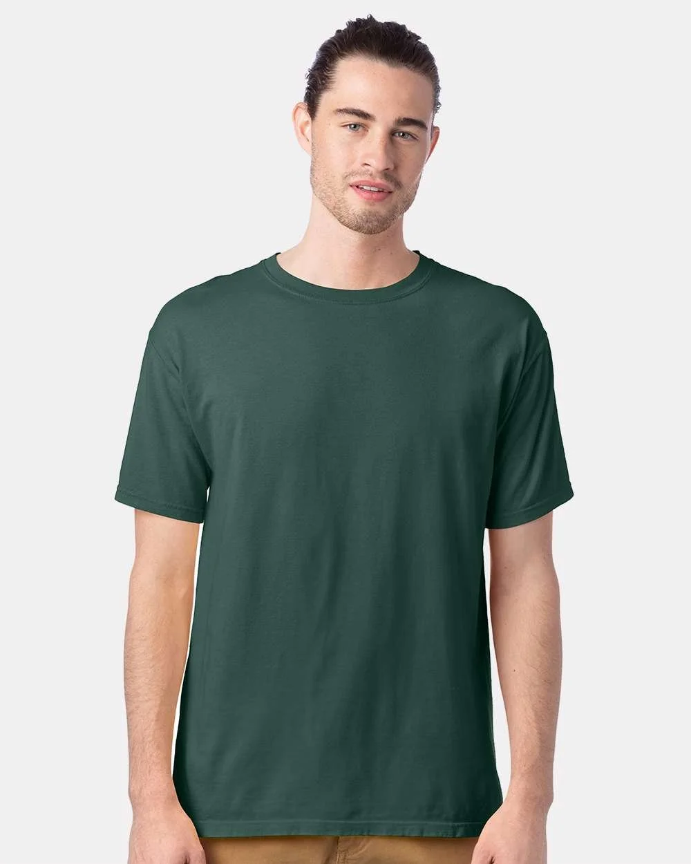 ComfortWash_by_Hanes_GDH100_Field_Green_Front_High_Model.jpg