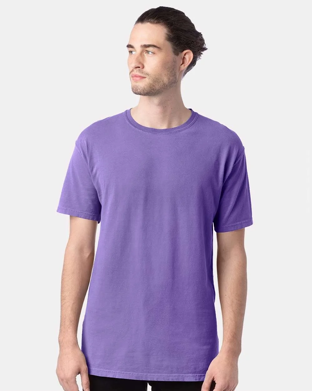 ComfortWash_by_Hanes_GDH100_Lavender_Front_High_Model.jpg