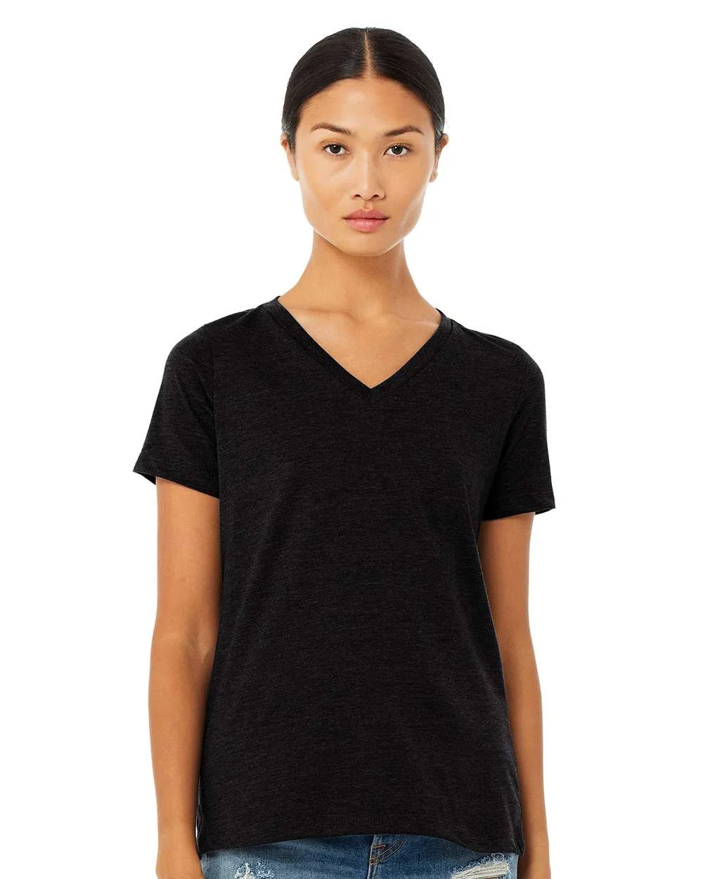 BELLA_+_CANVAS_6405CVC_Solid_Black_Blend_Front_High_Model.jpg