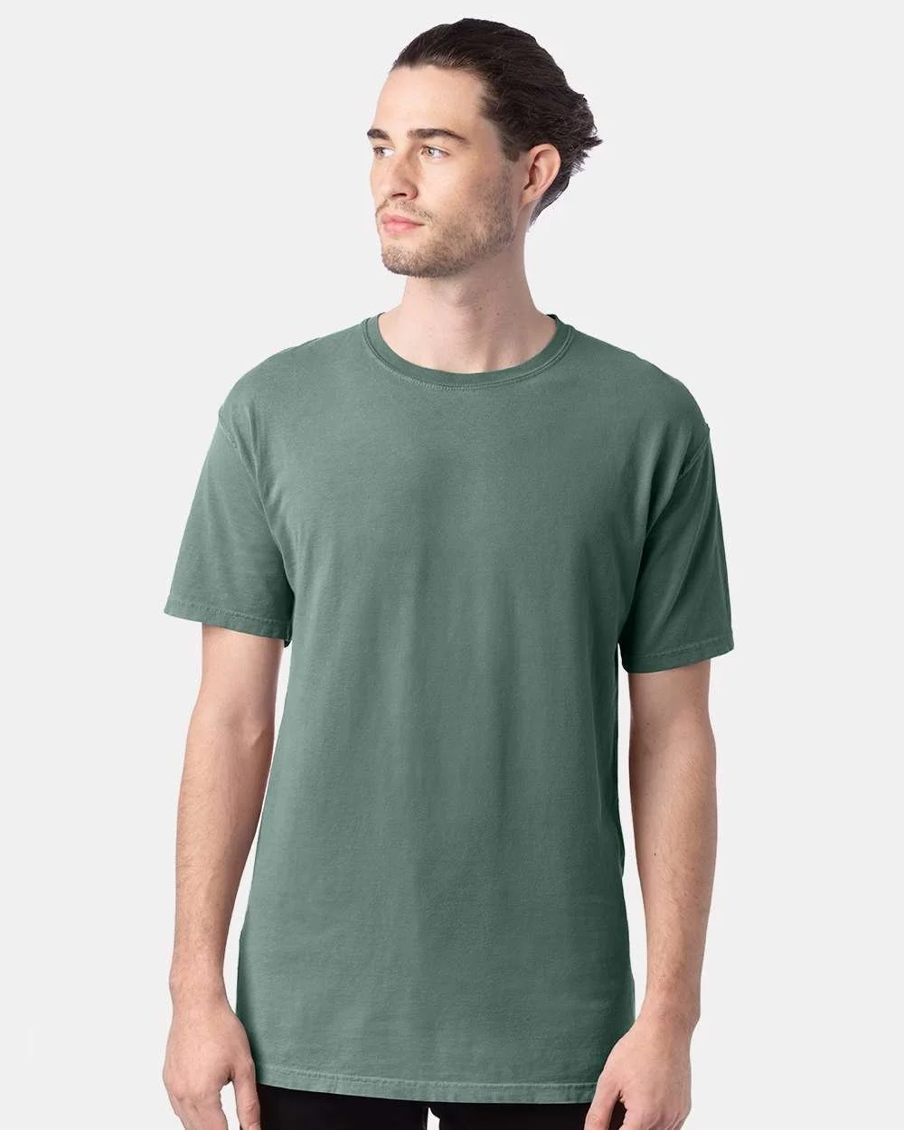 ComfortWash_by_Hanes_GDH100_Cypress_Green_Front_High_Model.jpg