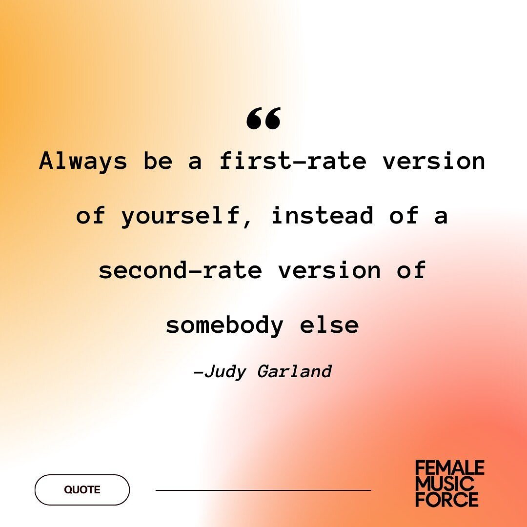 &quot;Always be a first-rate version of yourself, instead of a second-rate version of somebody else.&quot;
-Judy Garland

💃❤️

#FemaleDJ #WomenInMusic #WomenInRadio #FemaleMusicForce #HERstory #MusicHistory