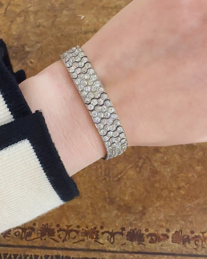 ✨For Sale✨the softest and silkiest diamond bracelet ever 💗 so beautifully smooth and articulated, like butter on the wrist 🧈 #love #diamondbracelet #finejewels #antiquejewels #chic #yesplease