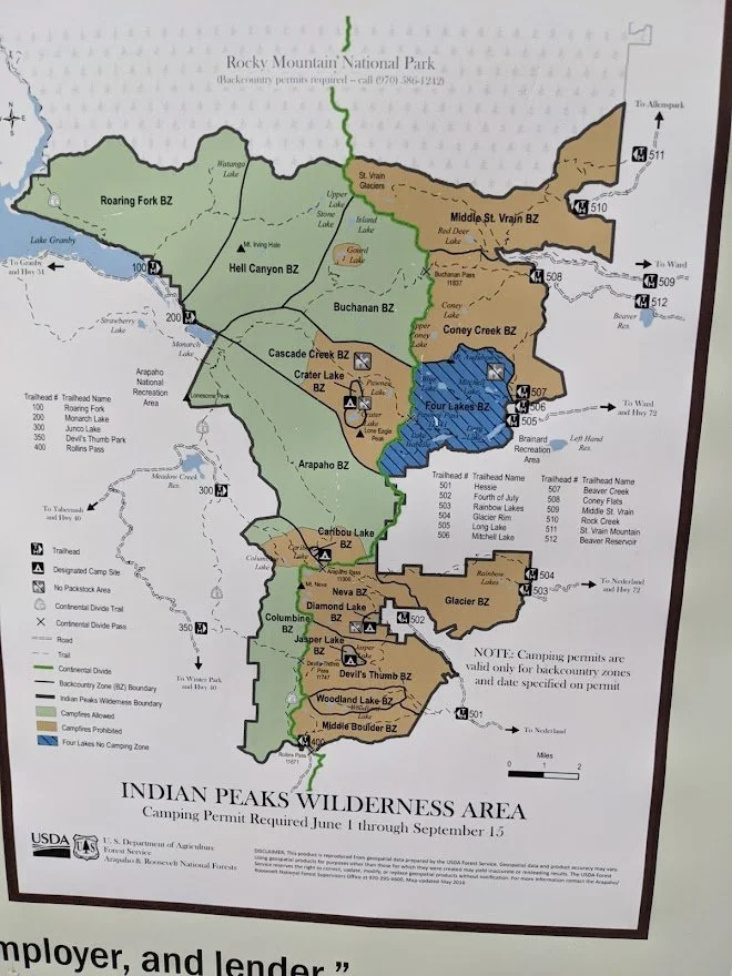 A map of the entire Indian Peaks Wilderness