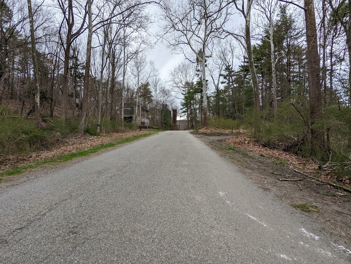 Looking up the road you catch your next glimpse of mining history.
