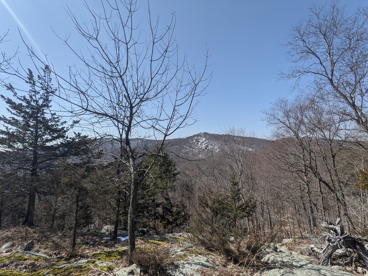 The scenic view just before you take a hard turn and head down Ball Mountain.