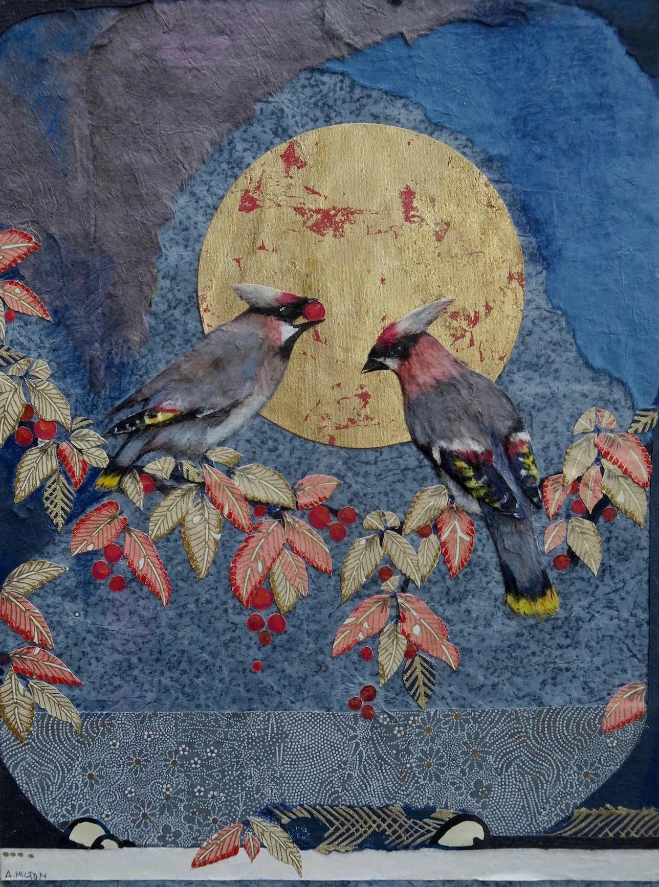 Waxwings with Gold Moon. LR.jpg