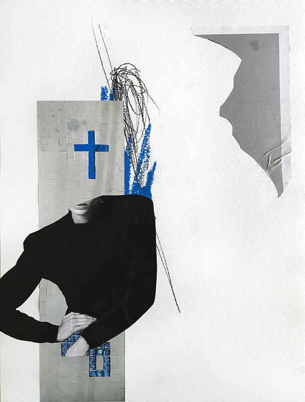 Blue Cross with Figure in Black_11"x12"