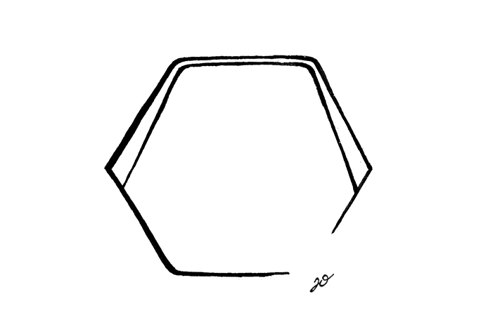 Early gesture sketch showing the hand-drawn balance and asymmetric geometry that defines the Strata Mirror.