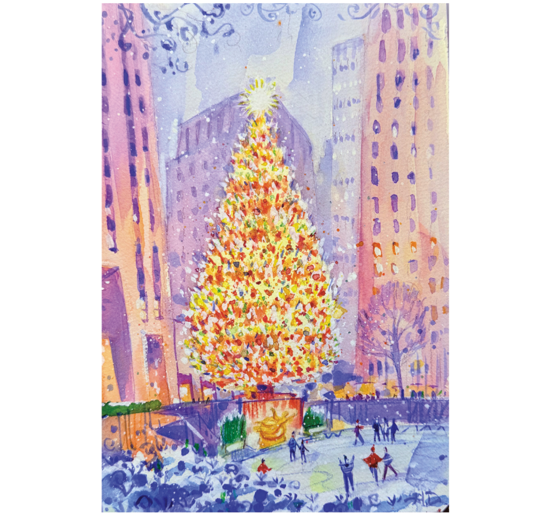 "Rockefeller Christmas Tree 2025" – Watercolor, 7x10 in (2025)