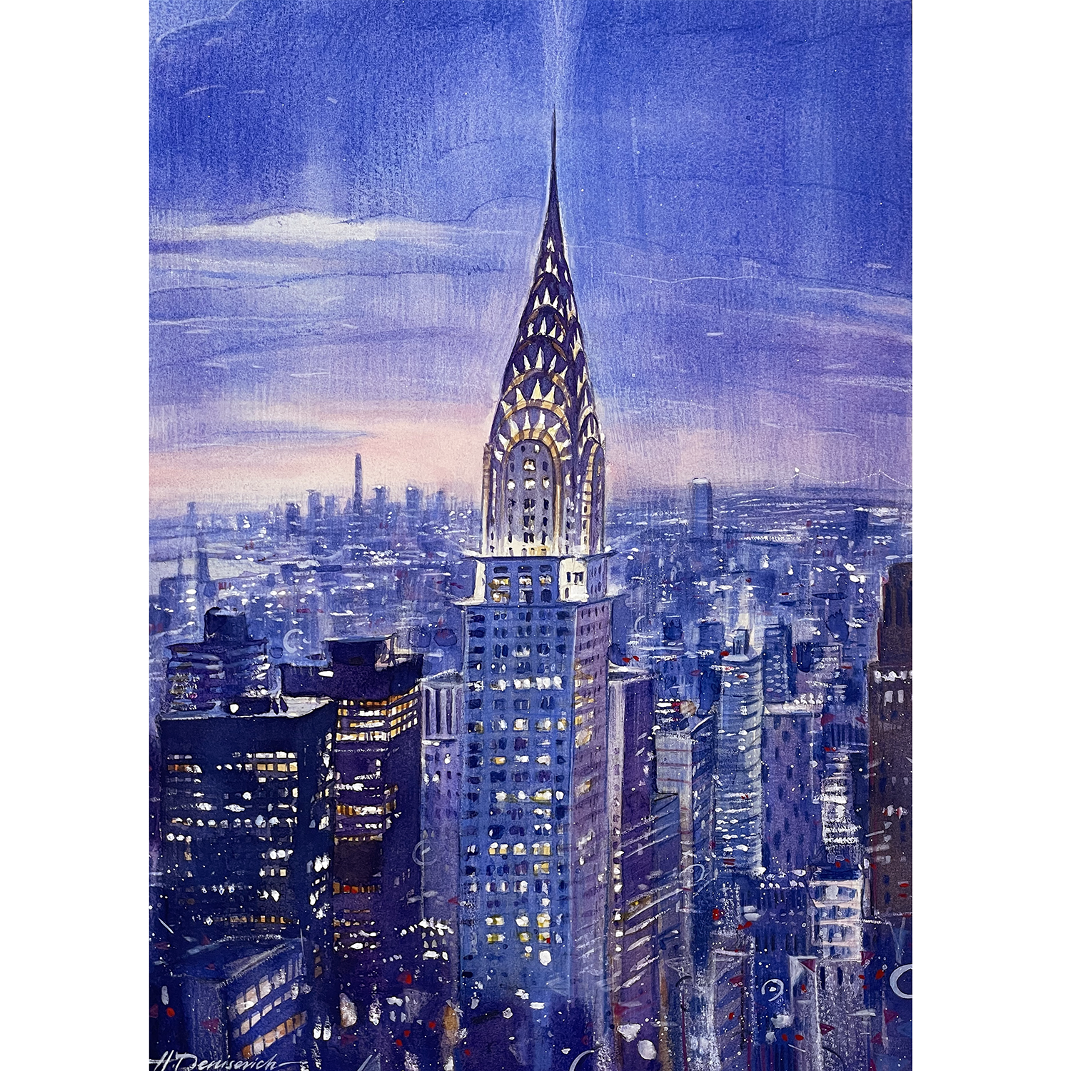 "Midtown skyline with Chrysler Building" – Watercolor, 10x14 in (2024)