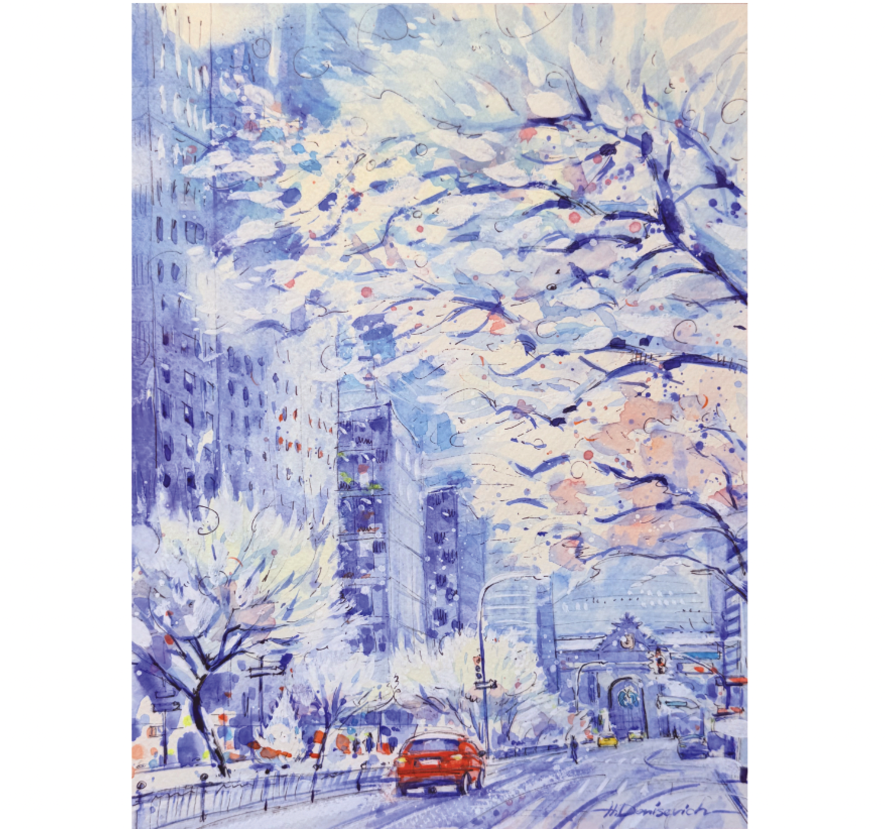"Winter Charm of NYC on Park Avenue" – Watercolor, 9x12 in (2026)