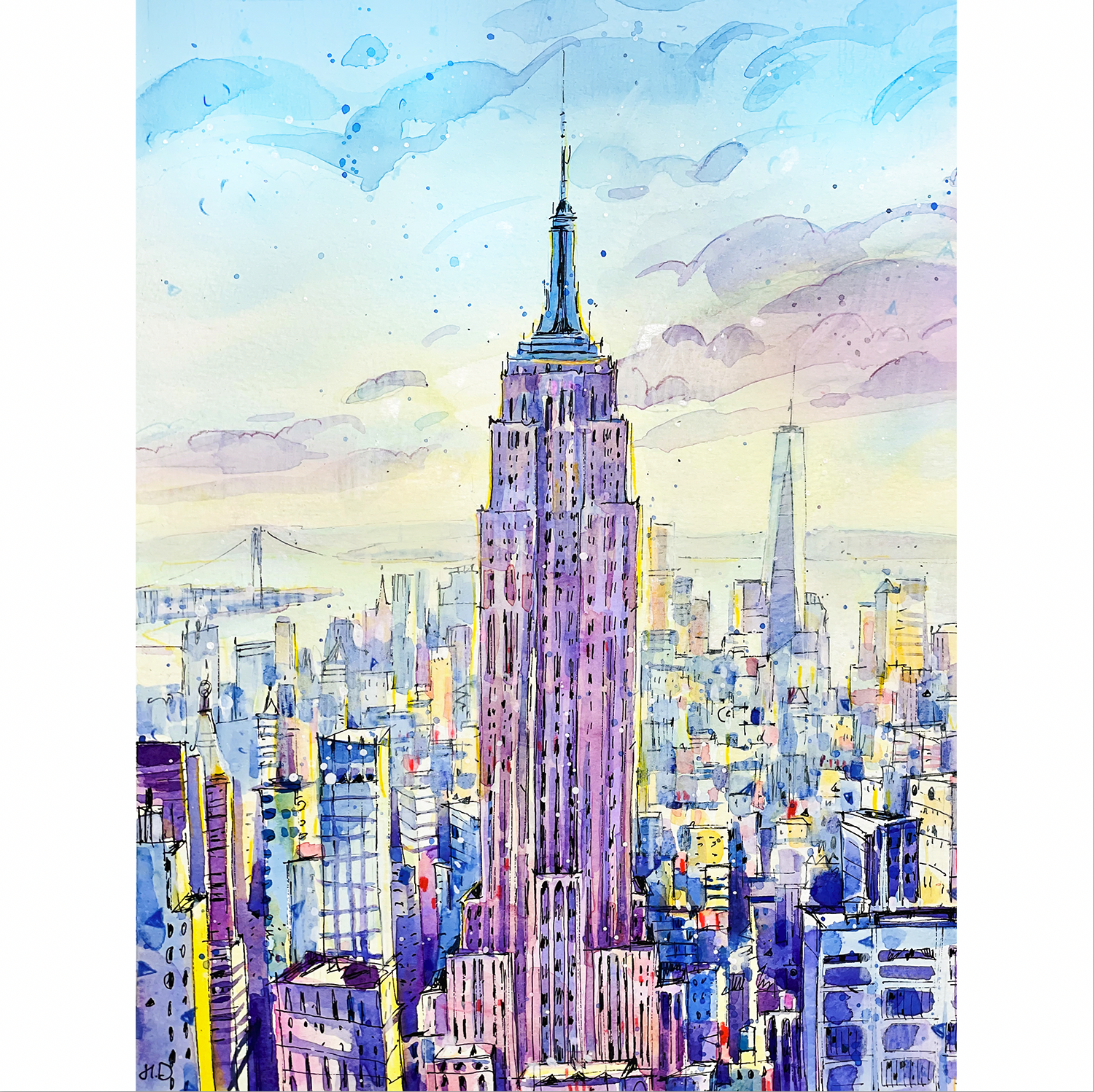 "Empire State Building" - Watercolor, 9x12 in (2023)
