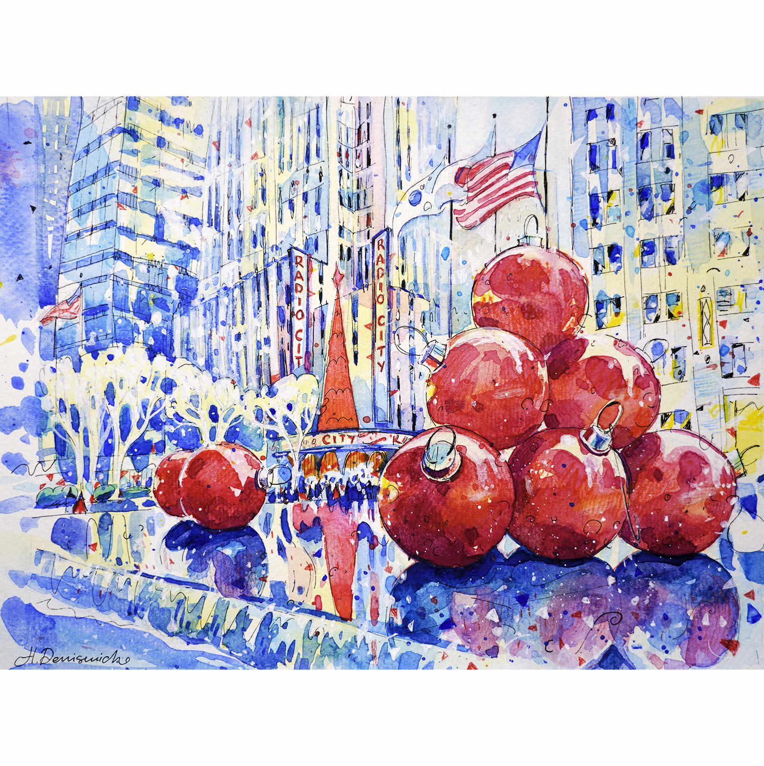 Christmas Ornaments in Midtown Manhattan, 2022 | 12x9 inches